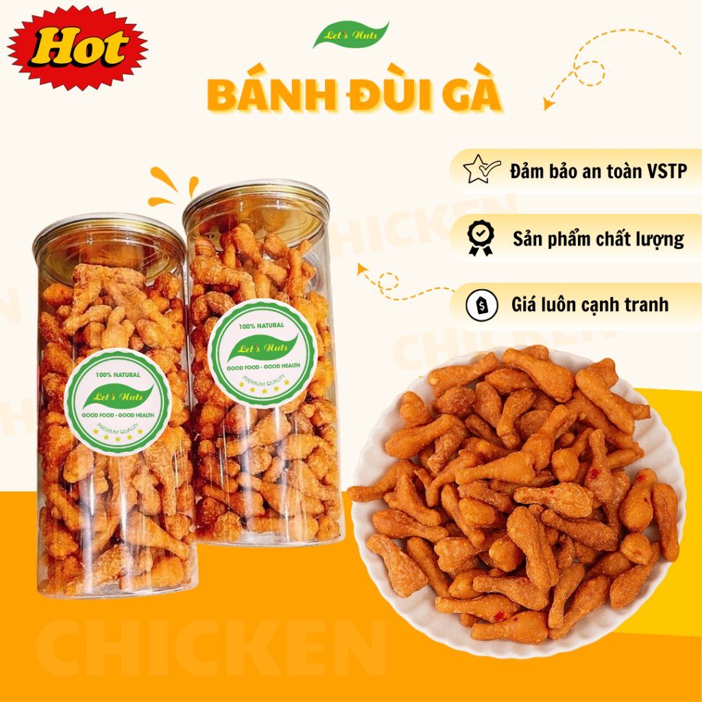Bánh đùi gà phô mai giòn tan thơm phức hộp 300g/500g Let's Nuts, giòn rụm, béo ngậy, ăn là mê