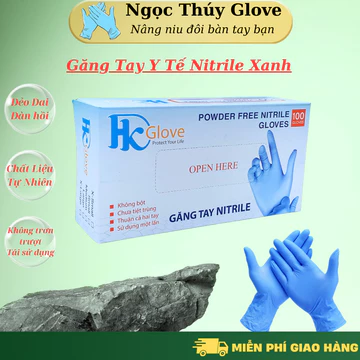 Găng tay cao su y tế,Găng tay y tế không bột NITRILE XANH,sử dụng an toàn cho phòng khám,Spa thẩm mỹ