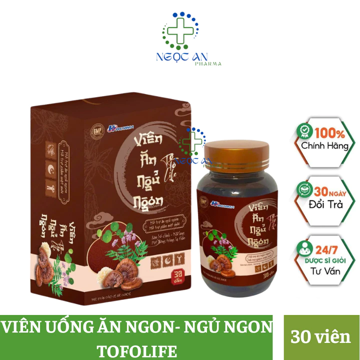Viên uống ăn ngon, ngủ ngon Tofolife hộp 30 viên hỗ trợ ăn ngon ,ngủ ngon, hỗ trợ giảm mệt mỏi do kém ăn, thiếu ngủ