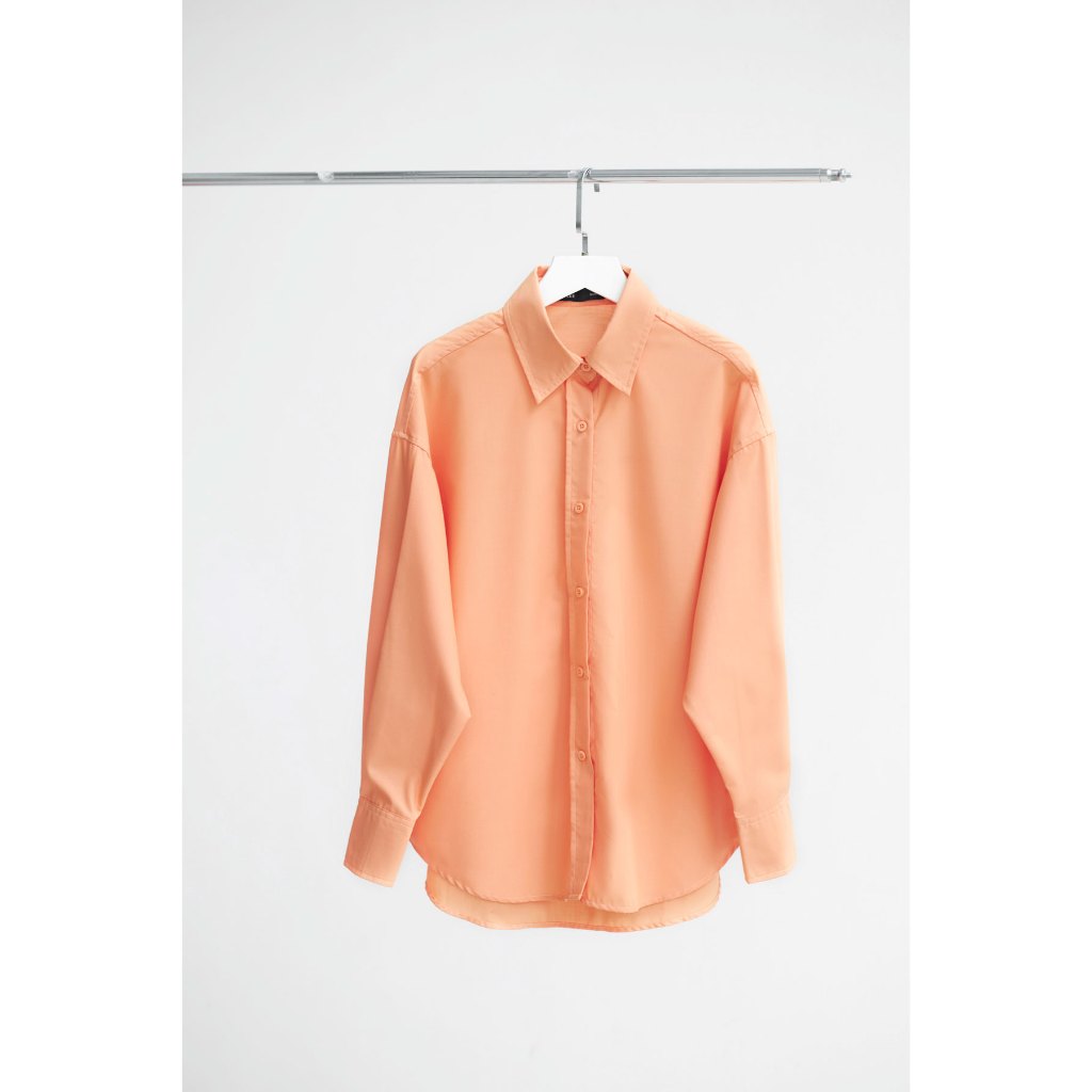 Ảnh Áo sơ mi nữ GILLEE dáng oversized, sơ mi form rộng vải kate lụa thanh lịch tone cam 2