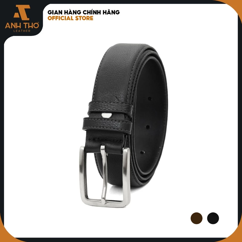 Thắt lưng da bò khoá thép MIKT35-01 | Anh Tho Leather — ảnh 1