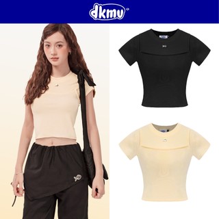 Áo kiểu nữ họa tiết phối 2 dây DKMV màu đen, kem thiết kế logo con cá inox độc đáo Limmi Baby Tee | K-T22