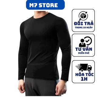 Áo thun nam tay dài thể thao cổ tròn vải thun lạnh Áo giữ nhiệt nam chống nắng ôm body co giãn cao cấp mặc nhà đi chơi