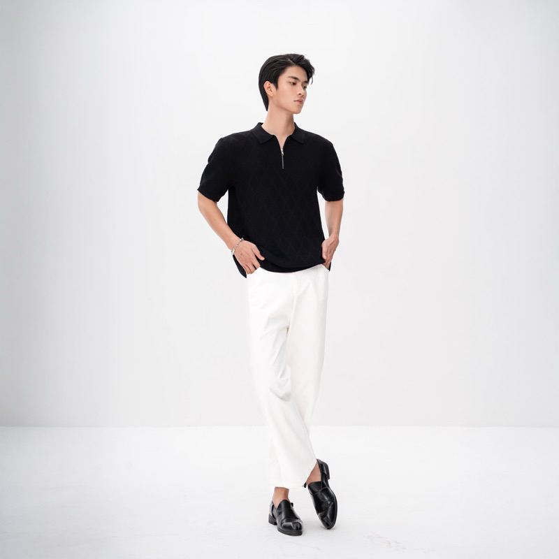 ALL BLACK CLASSIC | Áo Polo Nam Ice Silk Dệt Kim – Đen Tuyền Lịch Lãm