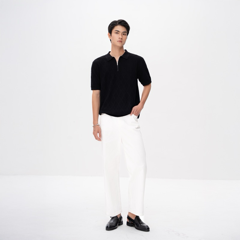 ALL BLACK CLASSIC | Áo Polo Nam Ice Silk Dệt Kim – Đen Tuyền Lịch Lãm