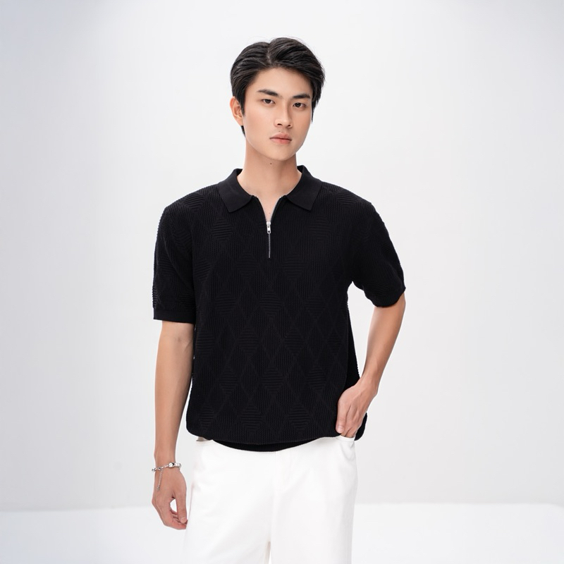 ALL BLACK CLASSIC | Áo Polo Nam Ice Silk Dệt Kim – Đen Tuyền Lịch Lãm