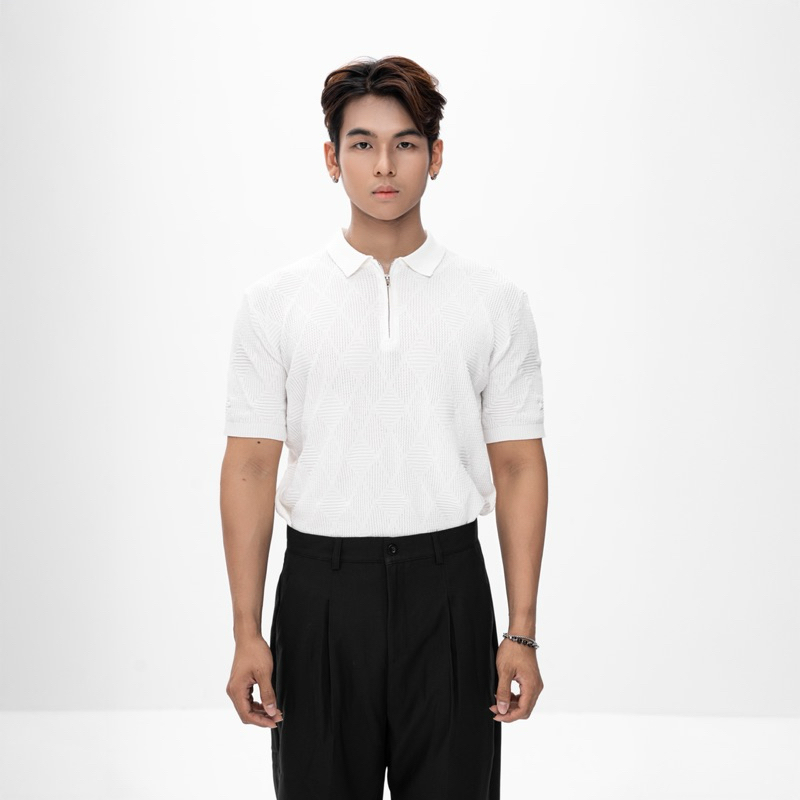 Áo polo trắng dệt kim Ice Silk – Mát lạnh, tinh tế, lên dáng cực đỉnh |