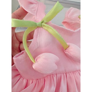 Váy hai dây thắt nơ hoa tullip mùa hè cho bé gái dự tiệc sinh nhật đi chơi D1097