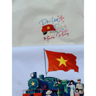 Áo thun Unisex form rộng tay lỡ in hình ĐỘC LẬP TỰ DO HẠNH PHÚC Ver 2 Chất Cotton mềm mịn