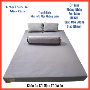 Ga Giường Thun Lạnh Hàn Quốc Màu Xám – Drap Co Giãn, Đủ Size 80cm - 1m8, Giao Nhanh