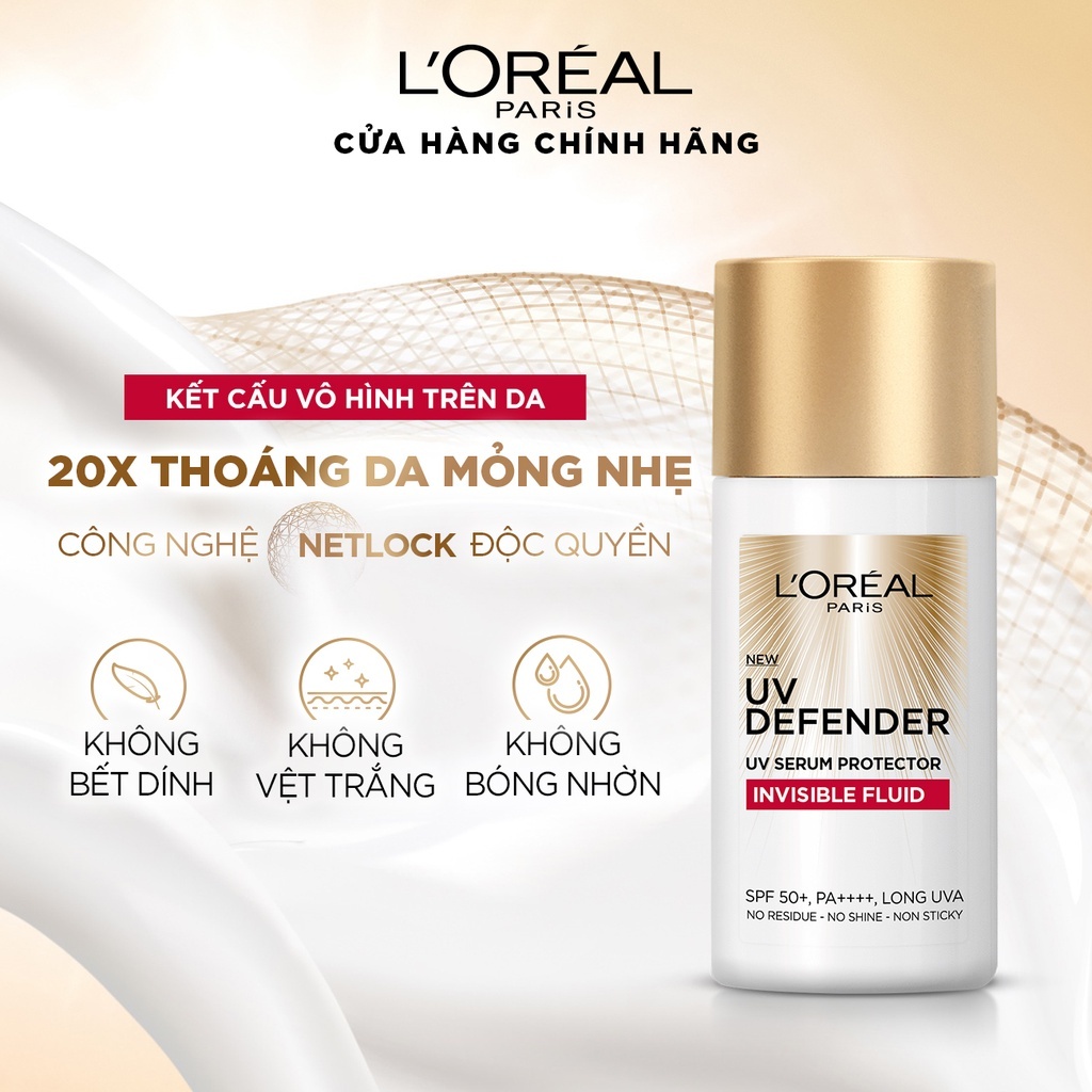 Kem chống nắng x20 thoáng da mỏng nhẹ L'Oreal Paris UV Defender Serum SPF50++