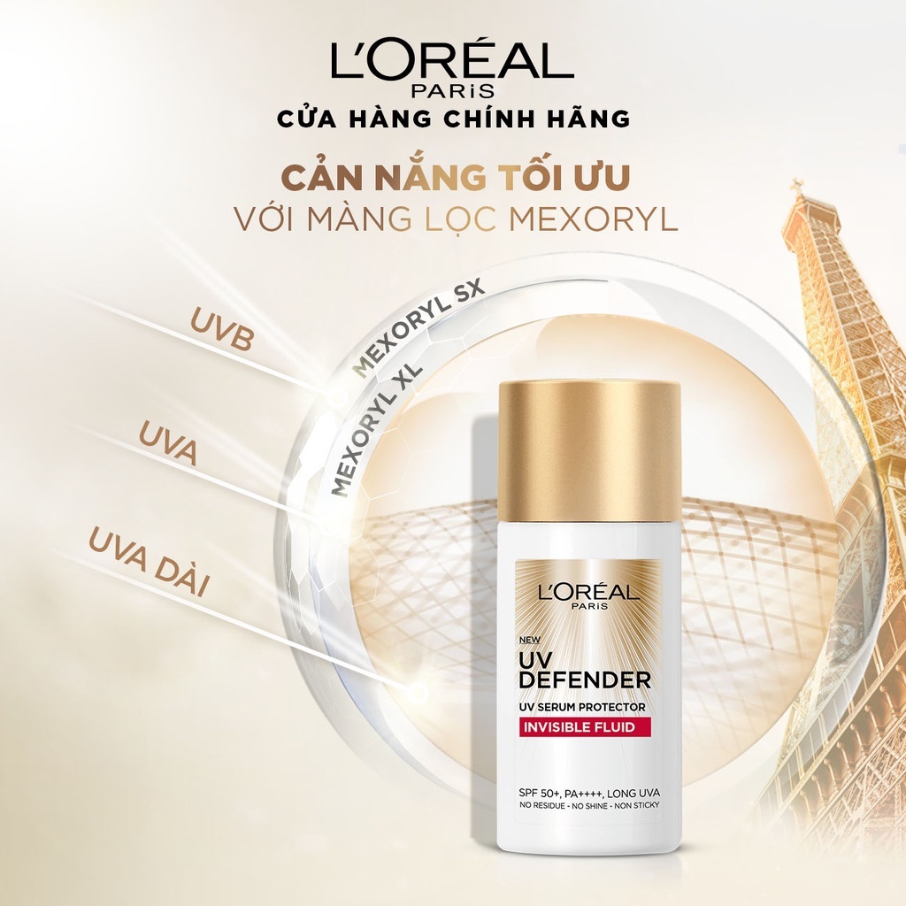 Kem chống nắng x20 thoáng da mỏng nhẹ L'Oreal Paris UV Defender Serum SPF50++