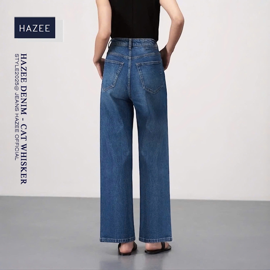 Quần Jeans Nữ HAZEE DENIM [Phong Cách STYLE] Quần Jeans Nữ Ống Rộng Lưng Cao Kiểu Cat Whisker 003
