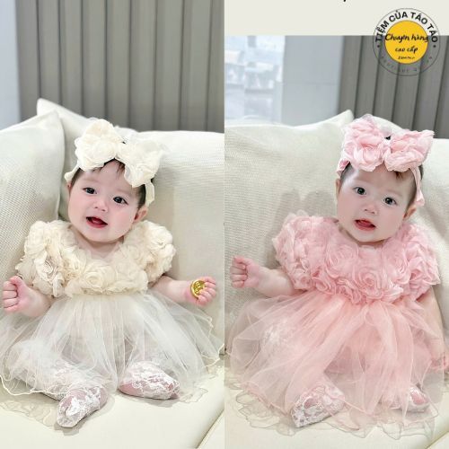(HÀNG CÓ SẴN) Suit váy hoa tặng kèm tuban 2 lớp voan cover Hàn Quốc cho bé gái từ 3-13kg