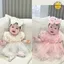 Suit váy hoa tặng kèm tuban 2 lớp voan cover Hàn Quốc cho bé gái từ 3-13kg