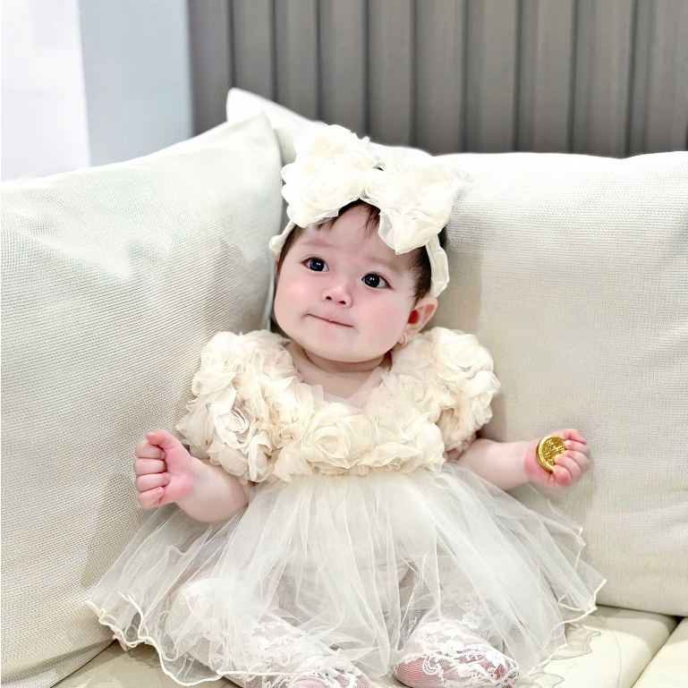 (HÀNG CÓ SẴN) Suit váy hoa tặng kèm tuban 2 lớp voan cover Hàn Quốc cho bé gái từ 3-13kg