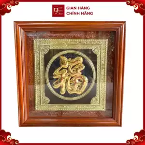 Tranh Đồng Chữ Phúc , Mạ Vàng 24K ( 81x81cm ) - Cửu Diệu Thiên - THN235