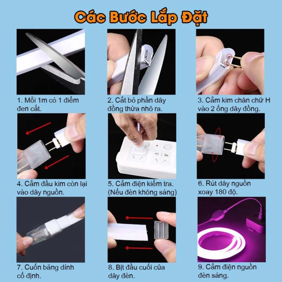 Cuộn 50m Dây đèn LED Neon flex (6x12)mm DC12V, không thấm nước
