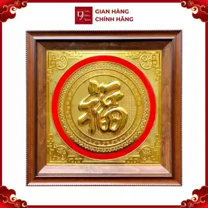 Tranh Đồng Chữ Phúc , Mạ Vàng 24K ( 48x48cm ) - Cửu Diệu Thiên - THN236