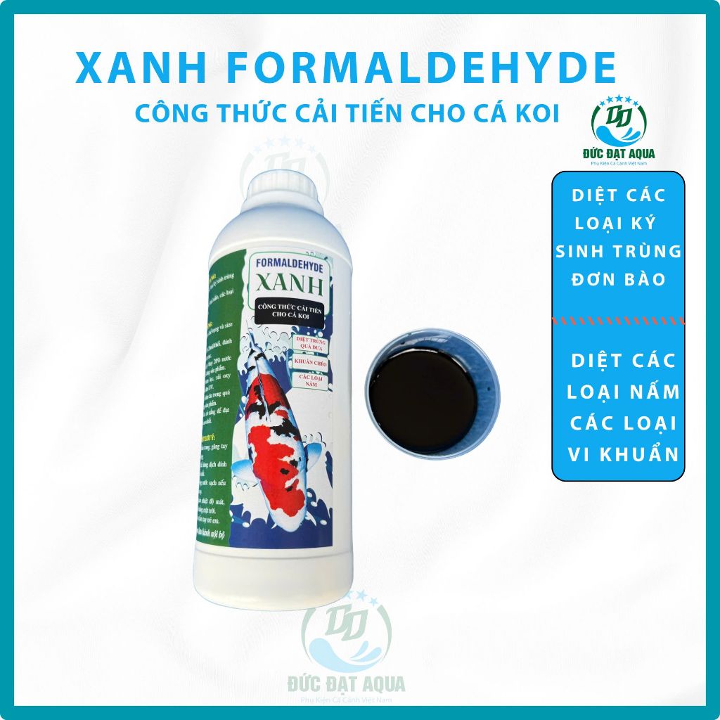 Xanh Formaldehyde Đạt Aqua - Diệt ký sinh trùng, nấm, vi khuẩn, sát trùng hồ cá lọ 1lít 7