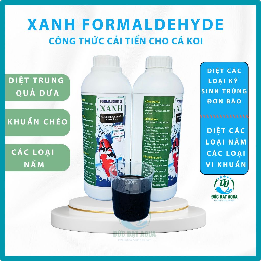 Xanh Formaldehyde Đạt Aqua - Diệt ký sinh trùng, nấm, vi khuẩn, sát trùng hồ cá lọ 1lít 2
