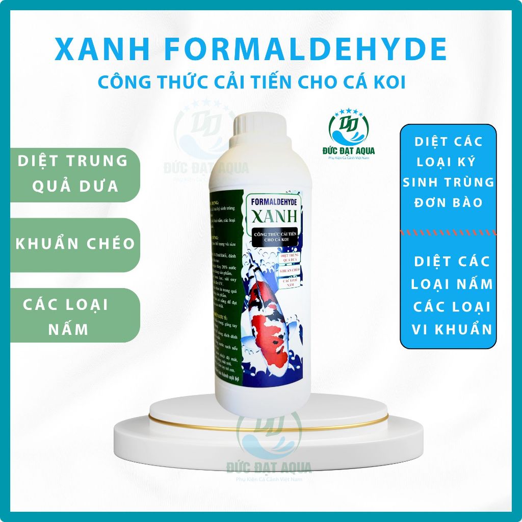 Xanh Formaldehyde Đạt Aqua - Diệt ký sinh trùng, nấm, vi khuẩn, sát trùng hồ cá lọ 1lít 3