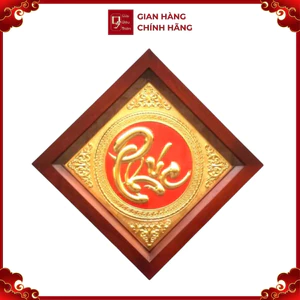 Tranh Đồng Chữ Phúc , Mạ Vàng 24K ( 38x38cm ) - Cửu Diệu Thiên - THN239
