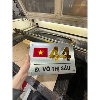 Bảng số nhà, bảng công ty alu +mica số nổi có lá cờ việt nam kt 20*30cm, 30*40cm mẫu ngang