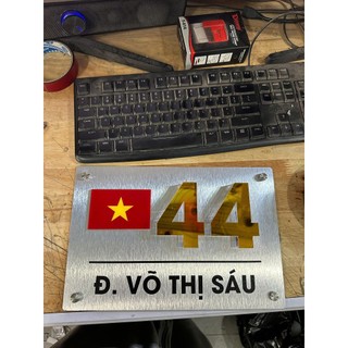 Bảng số nhà, bảng công ty alu +mica số nổi có lá cờ việt nam kt 20*30cm, 30*40cm mẫu ngang