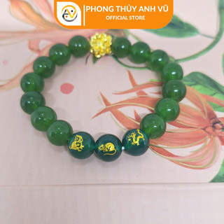 Vòng tay 12 con giáp - vòng tam hợp thân tý thìn chất liệu mã não - size 10ly - may mắn tài lộc