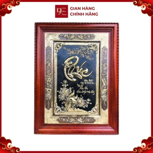 Tranh Đồng Chữ Phúc, Khung Gỗ Gụ ( 81x107cm ) - Cửu Diệu Thiên - THN244