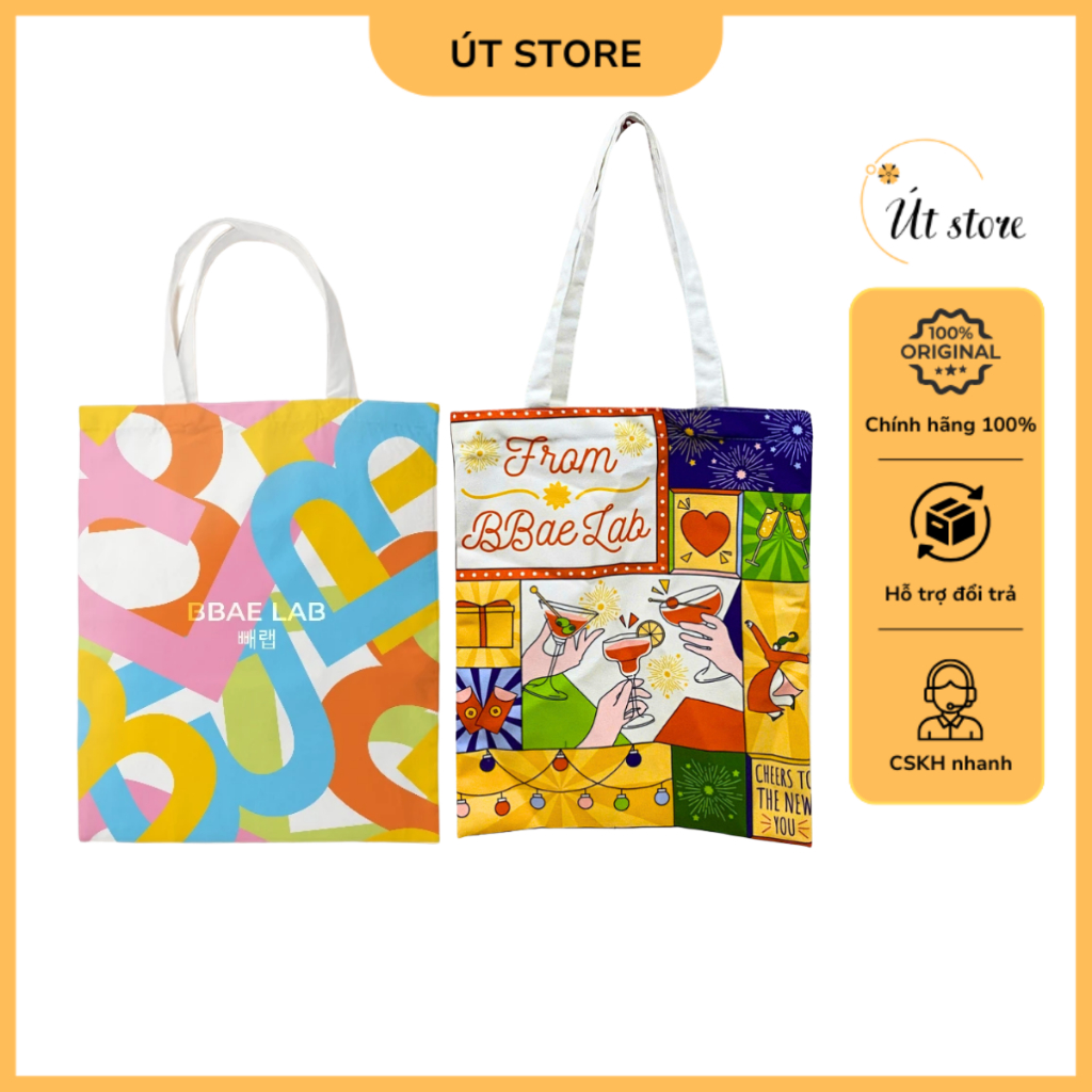 Túi tote vải bố canvas XL 40cmx30cm quà Balporo BBae / Khăn tắm quà tặng Viên Uống Men Phụ Khoa Feme