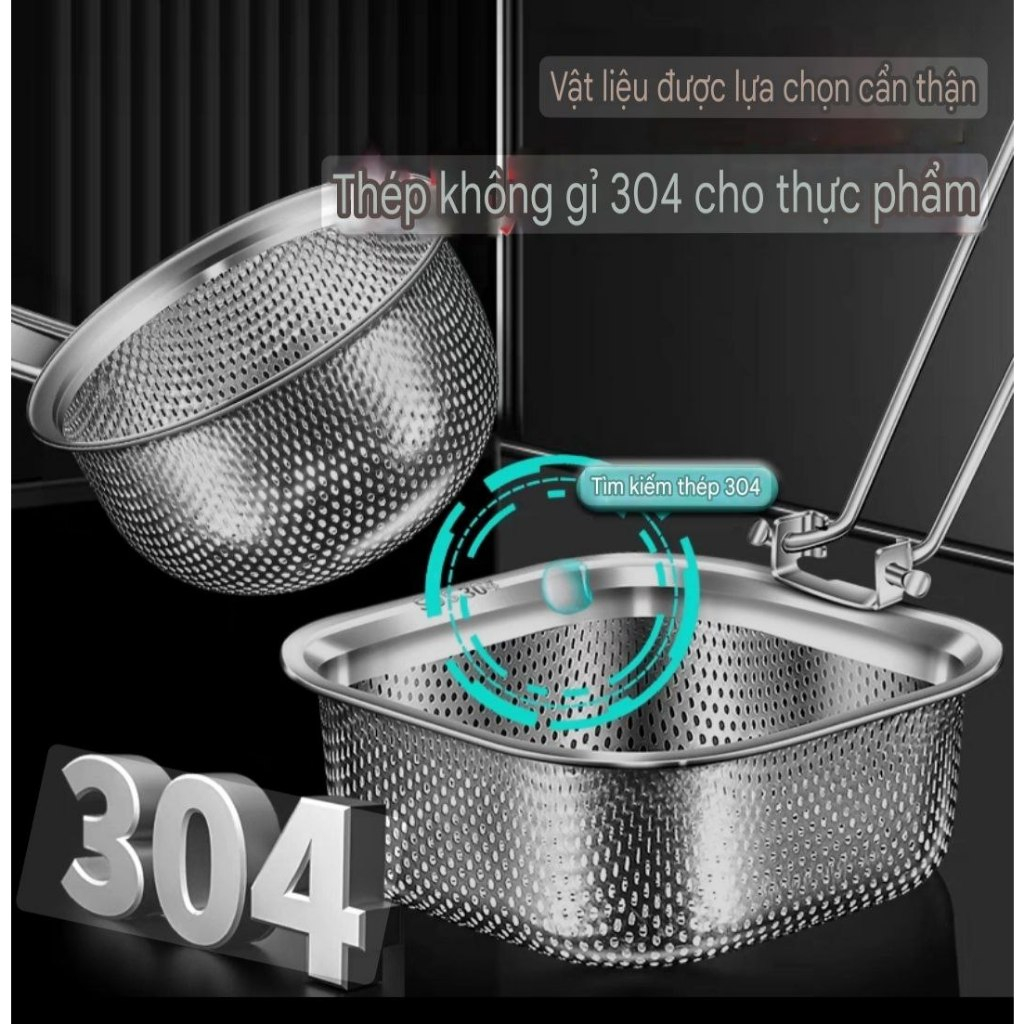 RÂY LỌC ĐA NĂNG CHUYÊN DỤNG LẨU - INOX 304 - CHAO LỌC TAY CẦM GẬP LẠI ...