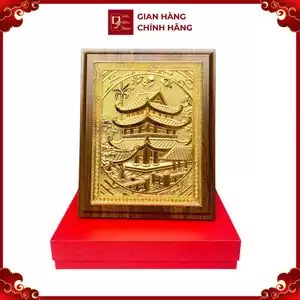 Tranh Đồng Chùa Keo Thái Bình , Mạ Vàng 24K ( 20x25cm ) - Cửu Diệu Thiên - CK002