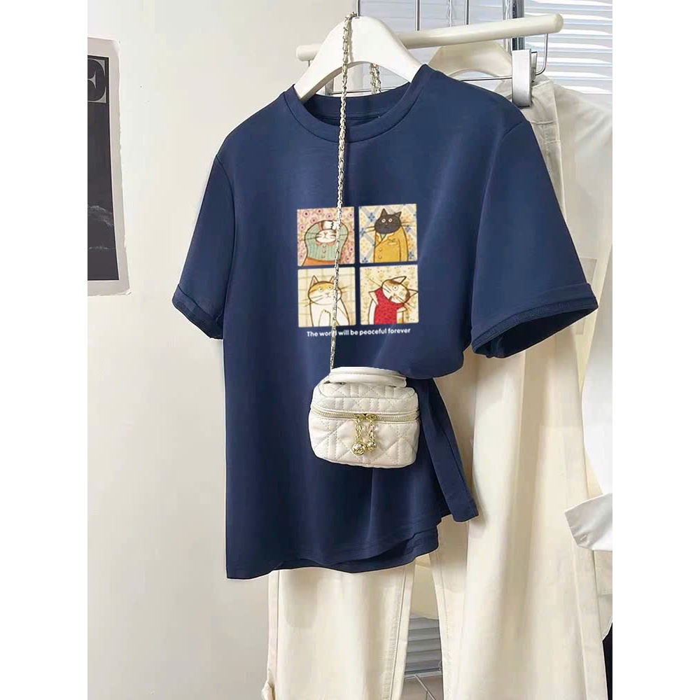 Áo Thun Nữ ngắn tay, Áo phông Nữ in hình trẻ trung, Áo thun chất Cotton