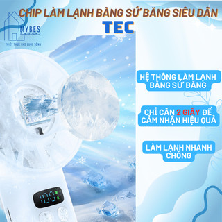 Quạt cầm tay mini 100 cấp độ gió làm mát bằng chip TEC pin 5200mah màn hình kĩ thuật số thông minh