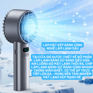 Quạt cầm tay mini 100 cấp độ gió làm mát bằng chip TEC pin 5200mah màn hình kĩ thuật số thông minh