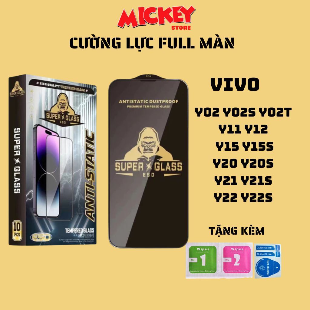 Kính cường lực full màn Vivo Y02 Y02S Y02T Y11 Y12 Y15 Y15S Y20 Y20S Y21 Y21S Y22 Y22S cảm ứng mượt