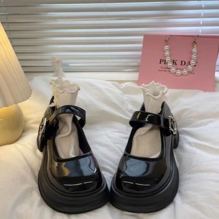 Giày búp bê nữ tăng chiều cao chất liệu da bóng khuy cài đế 3 phân , 5 phân Linhl Shop mã 41