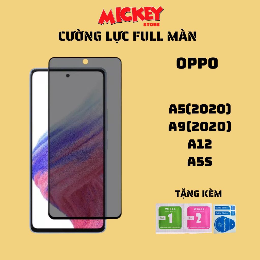 Kính cường lực chống nhìn trộm cho OPPO A5(2020) A9(2020) A5s A12 hạn chế vân tay, cảm ứng mượt
