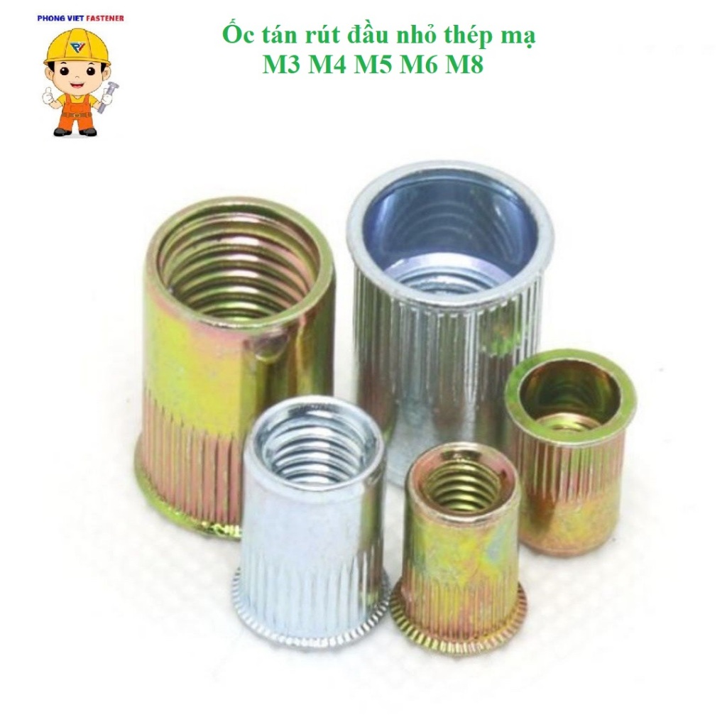 10 cái M3-M8 ốc tán rút chân nhỏ M3,M4,M5,M6,M8 thép mạ | Shopee Việt Nam