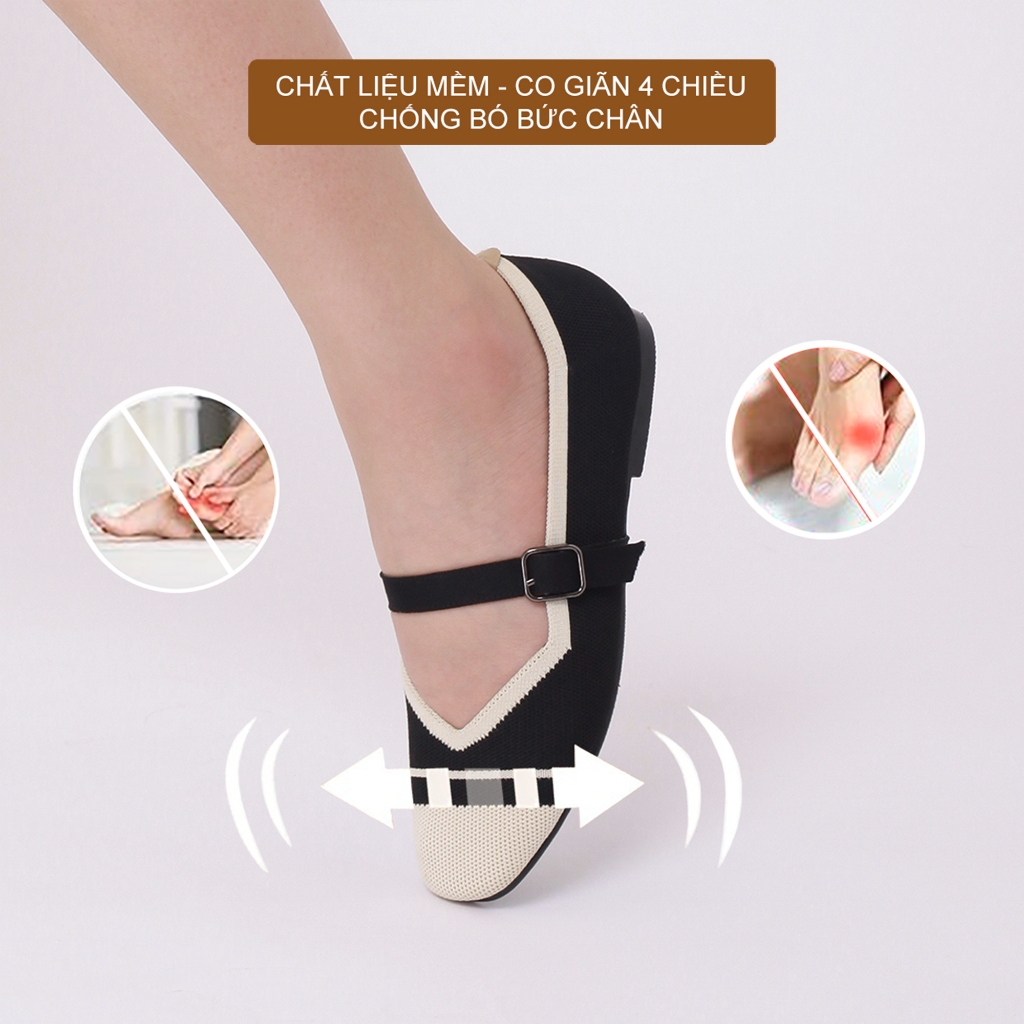 CORII - Giày Búp Bê Mũi Vuông Mary Jane Thời Trang và Thoải Mái Nhất - CR1MJS1 Đen Trắng