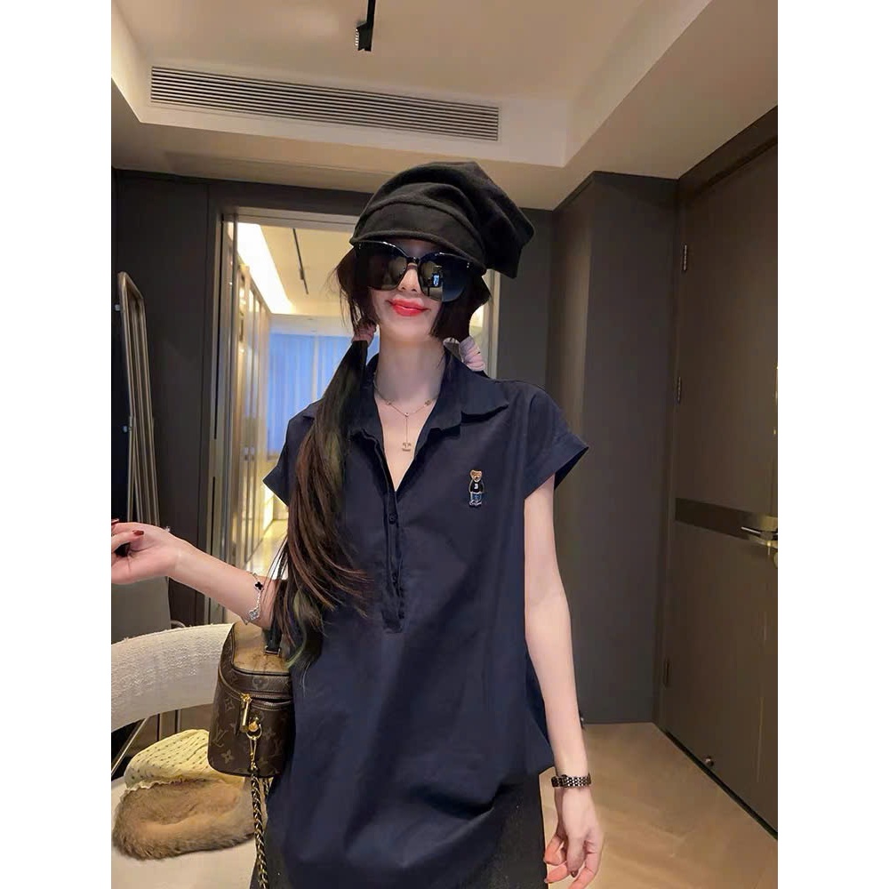 Áo Sơ Mi Nữ Tay Hến Thêu Gấu Chất Thô Mềm Dáng Rộng By.Thanhhuyen Clothing New 2025