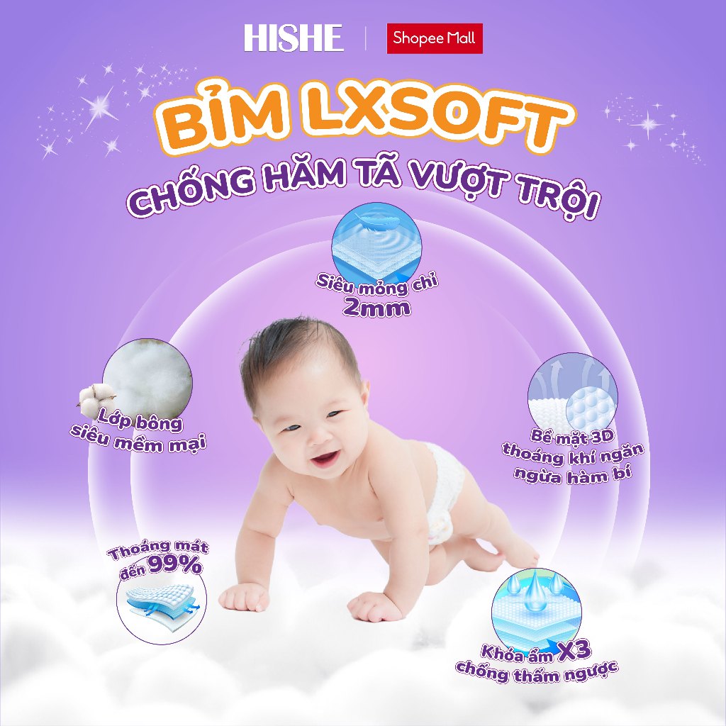 [ Mua 2 Tặng 1 ] Combo 2 Bỉm/ Tã quần dán LXSoft Hàn Quốc mềm mỏng, thoáng khí, Không hăm tã, Bỉm organic, Không hằn da