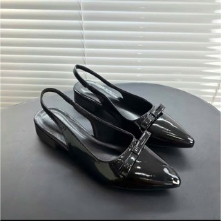 Giày Bệt Nữ Nơ Xoè Đế Cao 3cm Mũi Nhọn Chất Da Bóng Cao Cấp Hàng Hót Trend 2025 Ms V033