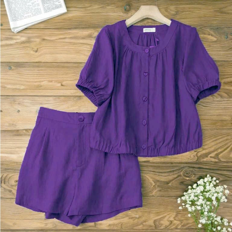 Bộ Cộc Nữ Quần Đùi Áo Bo Tay Và Bo Gấu Chất Liêu Đũi Line Hàn Cao Cấp Mềm Mịn. Đủ Size 43-93kg