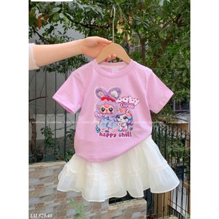 [B&G] Sét áo thun cotton baby three tím kèm chân váy trắng cho bé gái tù 10-42kg