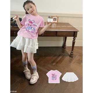 [B&G] Sét áo thun cotton baby three tím kèm chân váy trắng cho bé gái tù 10-42kg