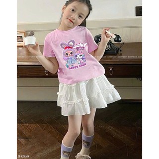 [B&G] Sét áo thun cotton baby three tím kèm chân váy trắng cho bé gái tù 10-42kg