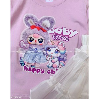 [B&G] Sét áo thun cotton baby three tím kèm chân váy trắng cho bé gái tù 10-42kg